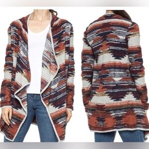 Lucky Brand|Boho Aztec print open front knit drapey cardigan,NWT,Size small-CUTE